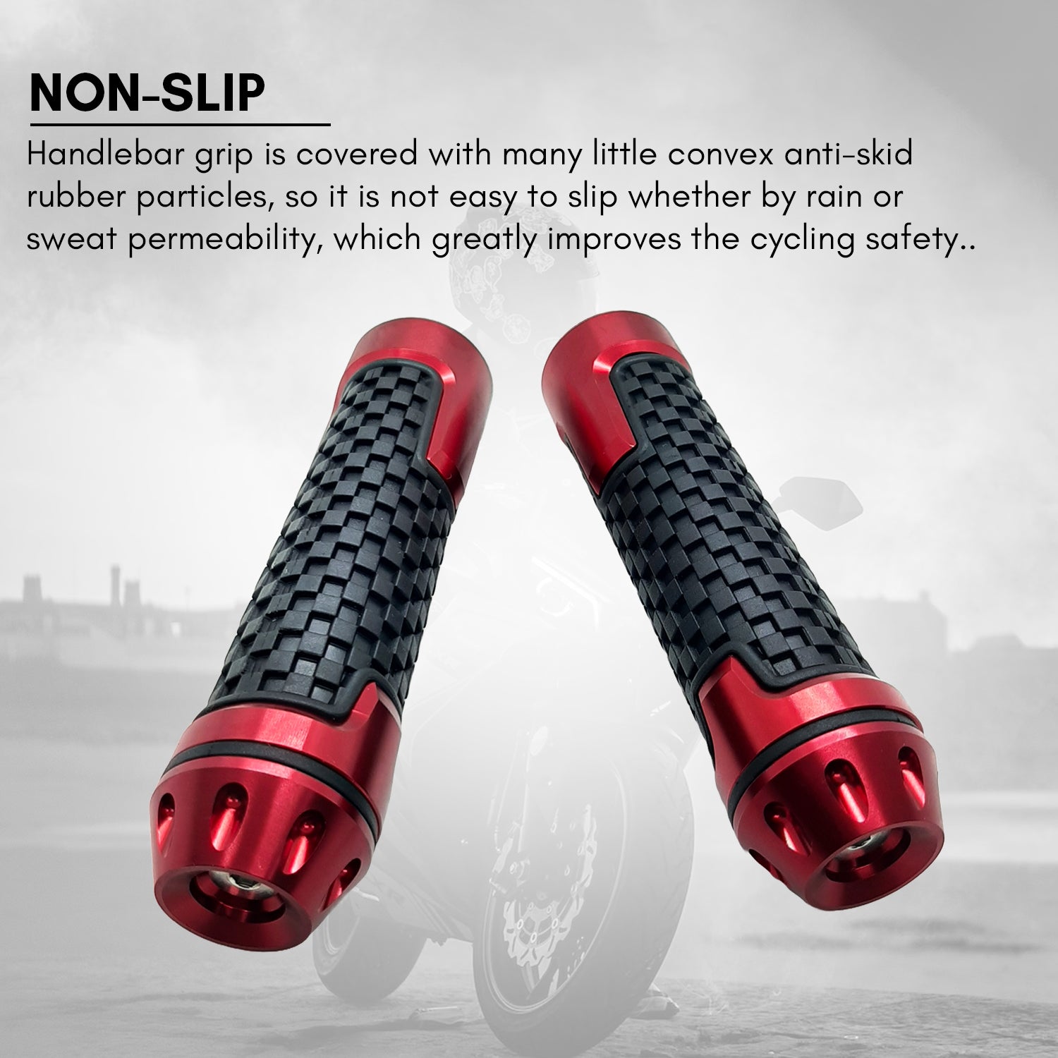 Aluminum and Rubber Motorcycle Grips Non Slip Universal High Strength